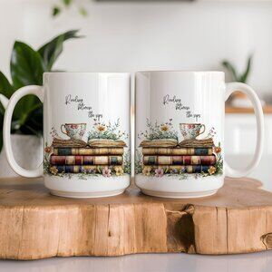 Book Lovers Coffee Mug, Great Librarian Gift Set, Latte Mug